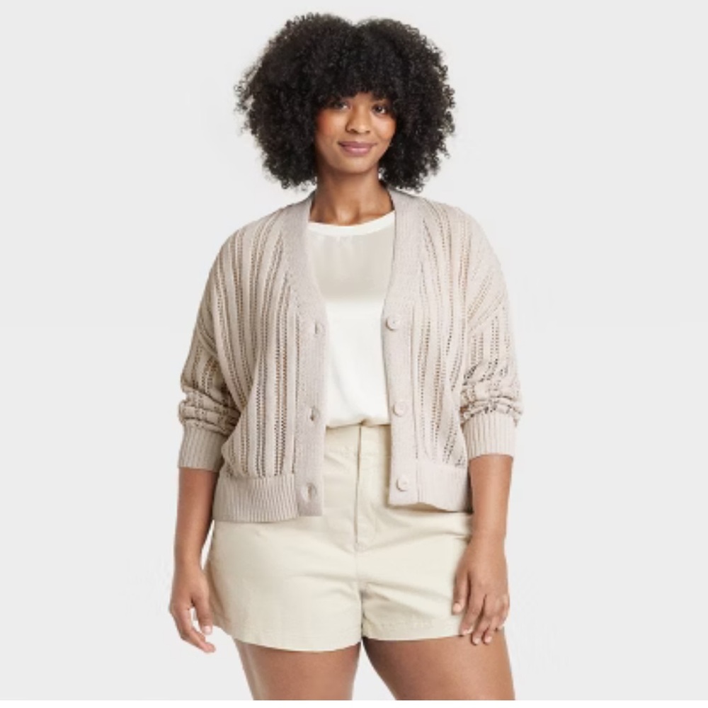 NWT- A New Day Crochet Ivory Cardigan - Picture 1 of 7